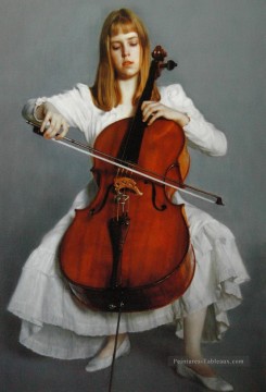 Jeune violoncelliste chinoise Chen Yifei Peinture à l'huile